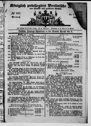 Königlich privilegirte Berlinische Zeitung von Staats- und gelehrten Sachen on Oct 4, 1865