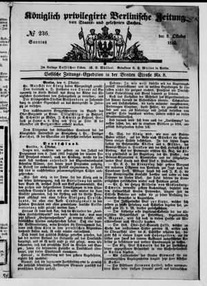 Königlich privilegirte Berlinische Zeitung von Staats- und gelehrten Sachen vom 08.10.1865