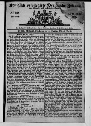 Königlich privilegirte Berlinische Zeitung von Staats- und gelehrten Sachen on Oct 11, 1865