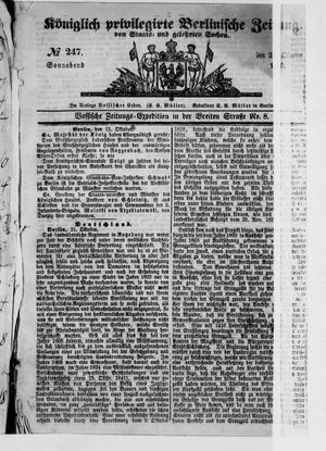 Königlich privilegirte Berlinische Zeitung von Staats- und gelehrten Sachen on Oct 21, 1865