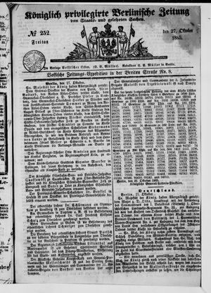 Königlich privilegirte Berlinische Zeitung von Staats- und gelehrten Sachen vom 27.10.1865