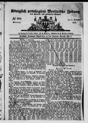 Königlich privilegirte Berlinische Zeitung von Staats- und gelehrten Sachen on Nov 5, 1865