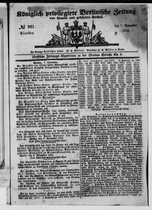 Königlich privilegirte Berlinische Zeitung von Staats- und gelehrten Sachen vom 07.11.1865