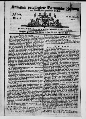 Königlich privilegirte Berlinische Zeitung von Staats- und gelehrten Sachen vom 15.11.1865