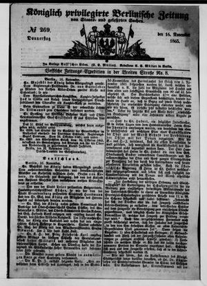 Königlich privilegirte Berlinische Zeitung von Staats- und gelehrten Sachen vom 16.11.1865