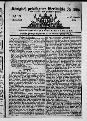 Königlich privilegirte Berlinische Zeitung von Staats- und gelehrten Sachen vom 18.11.1865