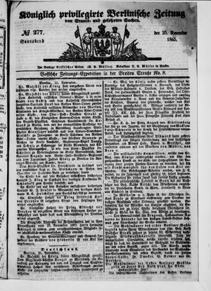 Königlich privilegirte Berlinische Zeitung von Staats- und gelehrten Sachen on Nov 25, 1865