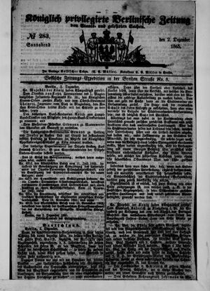 Königlich privilegirte Berlinische Zeitung von Staats- und gelehrten Sachen vom 02.12.1865
