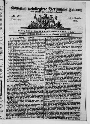 Königlich privilegirte Berlinische Zeitung von Staats- und gelehrten Sachen on Dec 7, 1865