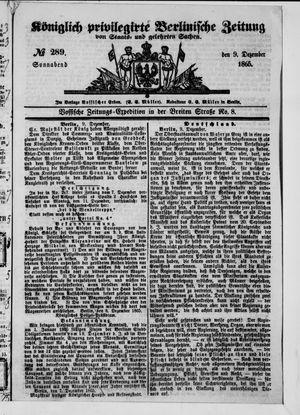 Königlich privilegirte Berlinische Zeitung von Staats- und gelehrten Sachen vom 09.12.1865