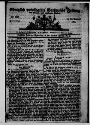 Königlich privilegirte Berlinische Zeitung von Staats- und gelehrten Sachen vom 14.12.1865