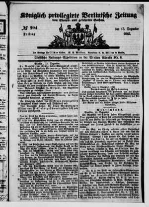 Königlich privilegirte Berlinische Zeitung von Staats- und gelehrten Sachen on Dec 15, 1865