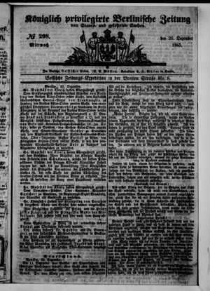 Königlich privilegirte Berlinische Zeitung von Staats- und gelehrten Sachen vom 20.12.1865