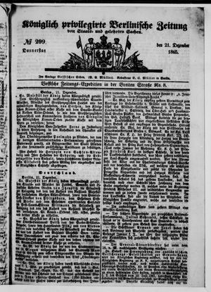 Königlich privilegirte Berlinische Zeitung von Staats- und gelehrten Sachen vom 21.12.1865