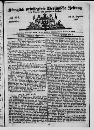 Königlich privilegirte Berlinische Zeitung von Staats- und gelehrten Sachen vom 28.12.1865