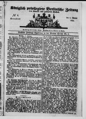 Königlich privilegirte Berlinische Zeitung von Staats- und gelehrten Sachen vom 06.01.1866