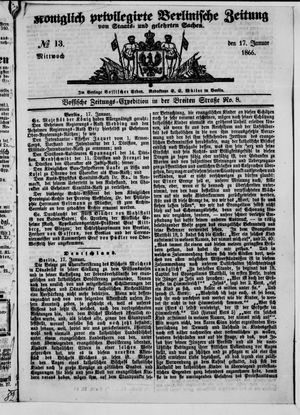 Königlich privilegirte Berlinische Zeitung von Staats- und gelehrten Sachen vom 17.01.1866