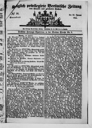 Königlich privilegirte Berlinische Zeitung von Staats- und gelehrten Sachen vom 20.01.1866