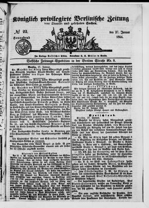 Königlich privilegirte Berlinische Zeitung von Staats- und gelehrten Sachen on Jan 27, 1866