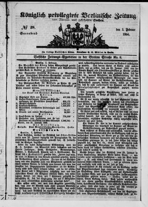 Königlich privilegirte Berlinische Zeitung von Staats- und gelehrten Sachen on Feb 3, 1866