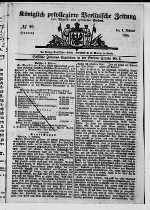 Königlich privilegirte Berlinische Zeitung von Staats- und gelehrten Sachen on Feb 4, 1866