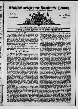 Königlich privilegirte Berlinische Zeitung von Staats- und gelehrten Sachen vom 10.02.1866