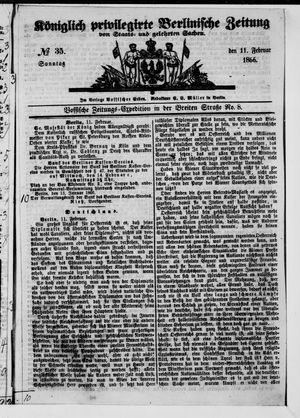 Königlich privilegirte Berlinische Zeitung von Staats- und gelehrten Sachen on Feb 11, 1866