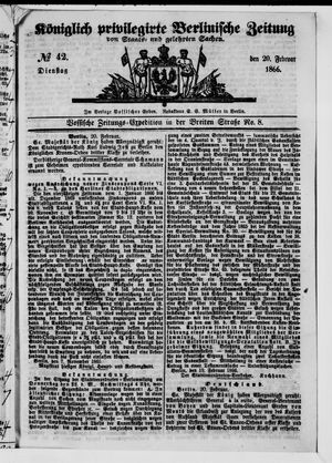 Königlich privilegirte Berlinische Zeitung von Staats- und gelehrten Sachen vom 20.02.1866