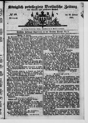 Königlich privilegirte Berlinische Zeitung von Staats- und gelehrten Sachen vom 28.02.1866