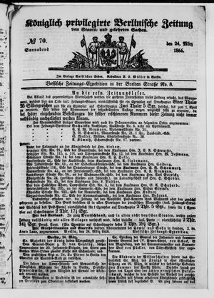 Königlich privilegirte Berlinische Zeitung von Staats- und gelehrten Sachen vom 24.03.1866