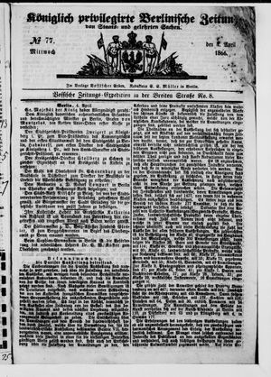 Königlich privilegirte Berlinische Zeitung von Staats- und gelehrten Sachen on Apr 4, 1866