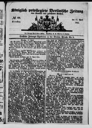 Königlich privilegirte Berlinische Zeitung von Staats- und gelehrten Sachen vom 17.04.1866