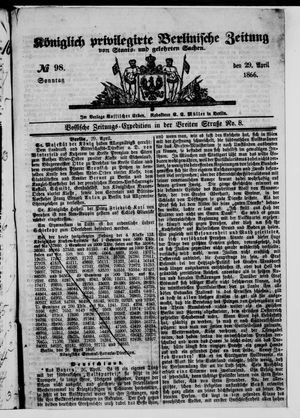 Königlich privilegirte Berlinische Zeitung von Staats- und gelehrten Sachen on Apr 29, 1866