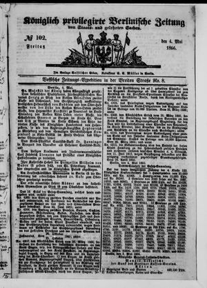 Königlich privilegirte Berlinische Zeitung von Staats- und gelehrten Sachen on May 4, 1866
