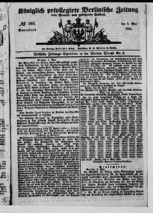 Königlich privilegirte Berlinische Zeitung von Staats- und gelehrten Sachen on May 5, 1866