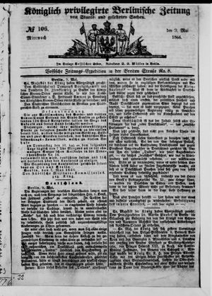 Königlich privilegirte Berlinische Zeitung von Staats- und gelehrten Sachen vom 09.05.1866