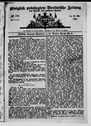 Königlich privilegirte Berlinische Zeitung von Staats- und gelehrten Sachen on May 25, 1866