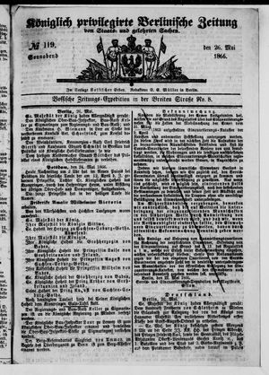 Königlich privilegirte Berlinische Zeitung von Staats- und gelehrten Sachen on May 26, 1866