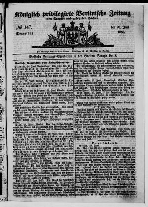 Königlich privilegirte Berlinische Zeitung von Staats- und gelehrten Sachen on Jun 28, 1866