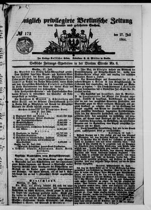 Königlich privilegirte Berlinische Zeitung von Staats- und gelehrten Sachen on Jul 27, 1866