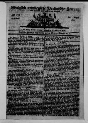 Königlich privilegirte Berlinische Zeitung von Staats- und gelehrten Sachen on Aug 1, 1866