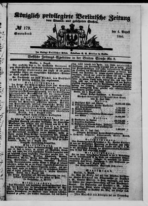 Königlich privilegirte Berlinische Zeitung von Staats- und gelehrten Sachen vom 04.08.1866
