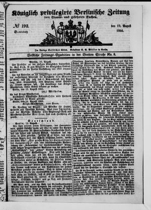 Königlich privilegirte Berlinische Zeitung von Staats- und gelehrten Sachen on Aug 19, 1866