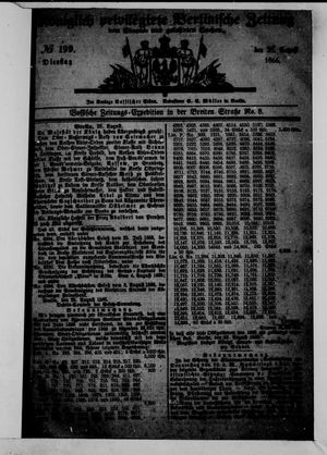 Königlich privilegirte Berlinische Zeitung von Staats- und gelehrten Sachen vom 28.08.1866