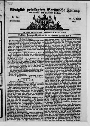 Königlich privilegirte Berlinische Zeitung von Staats- und gelehrten Sachen on Aug 30, 1866