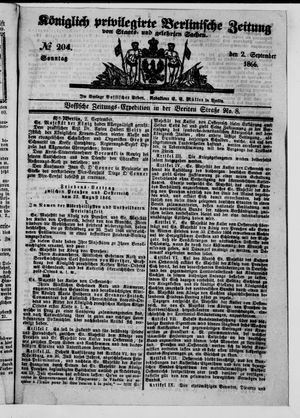 Königlich privilegirte Berlinische Zeitung von Staats- und gelehrten Sachen on Sep 2, 1866