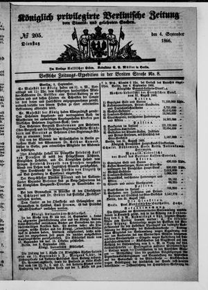 Königlich privilegirte Berlinische Zeitung von Staats- und gelehrten Sachen vom 04.09.1866