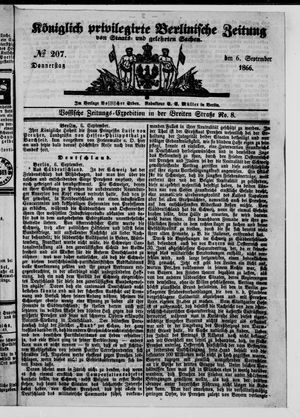 Königlich privilegirte Berlinische Zeitung von Staats- und gelehrten Sachen on Sep 6, 1866