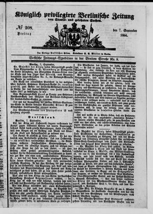 Königlich privilegirte Berlinische Zeitung von Staats- und gelehrten Sachen on Sep 7, 1866