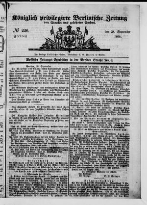 Königlich privilegirte Berlinische Zeitung von Staats- und gelehrten Sachen on Sep 28, 1866